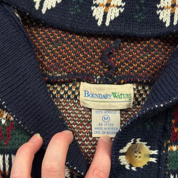 Vintage 80s Boundary Waters Hooded Cardigan Sweater, Size Medium - Picture 5 of 6